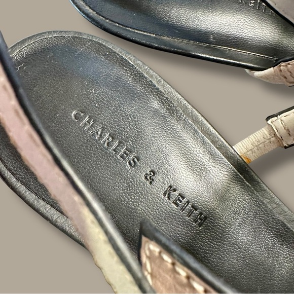 NWOT Charles & Keith Black & White Colorblock Bow-Detail Wooden Cone Heels Sz 11 - Picture 8 of 16